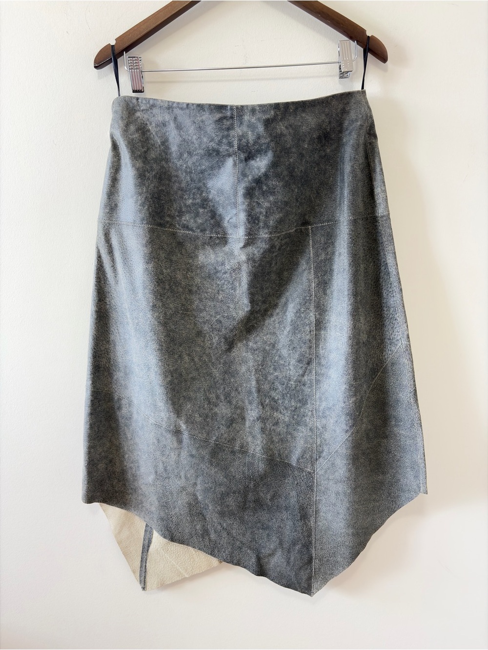 SPANNER 100% Genuine Leather Asymmetrical Skirt Size 8 Gray Y2K - Picture 3 of 8